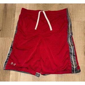 Under Armour Shiny Dazzle Hoop Shorts Mens SM Vintage Y2K Rare Baggy Red